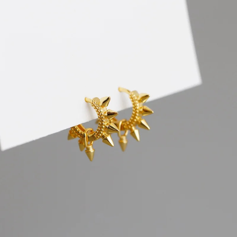 New Fashion Jewelry  925 Sterling Silver Punk Earring 18K Gold Plated Rivet Designer Inspired Earrings for Women Wholesale