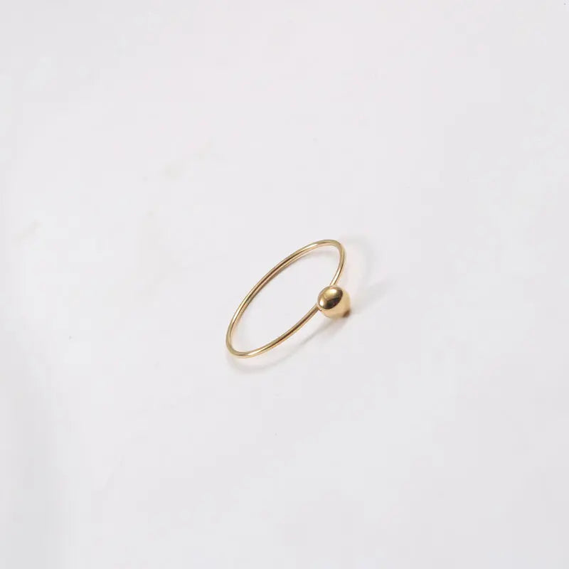 Fenny 18K Gold Plated Wholesale No Fade Mini Shiny Smooth Little Ball Fine Stainless Steel Finger Ring Trend for Women