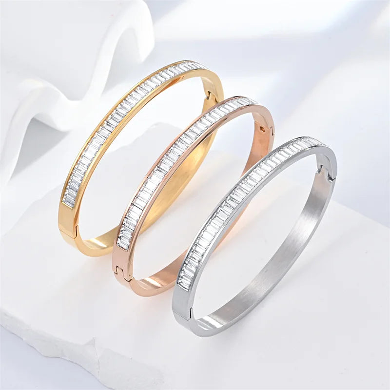 Dingchao Simple Fashion Charm Bracelets for Women Stainless Steel Diamond Plated with Temperament for Men and Women
