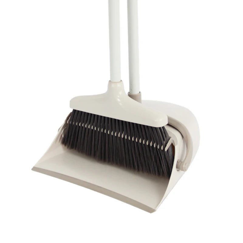PP PET Head Aluminum Broom and Plastic Dust Pan Set Icy White 87cm 4-Piece for Home Cleaning