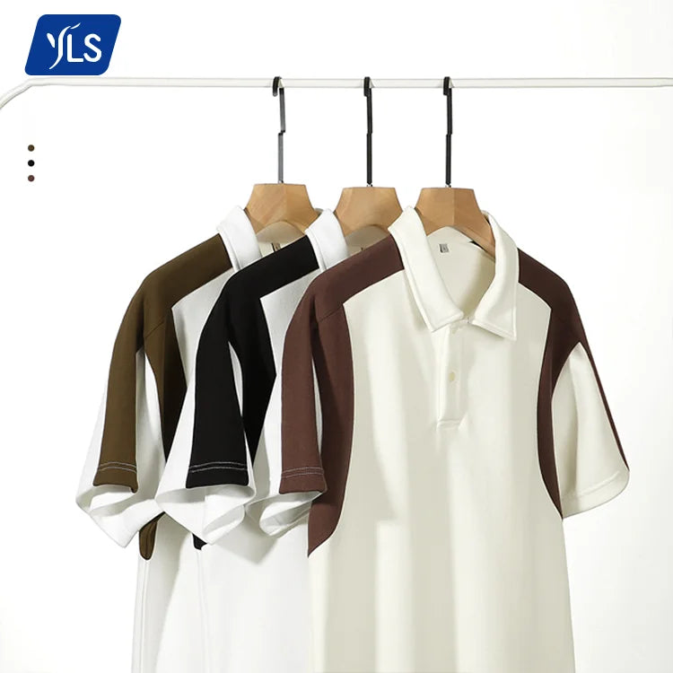 YLS1177 Unisex Pique Cotton 220g Two Color Polo Shirt Custom Printing Para Hombres Relax Fit Golf Shirts for Men