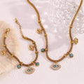 Dreamshow Vintage Turquoise Evil Eye Jewelry Gemstone Charm Choker Gold Plated Chain Necklace Stainless Steel Jewelry
