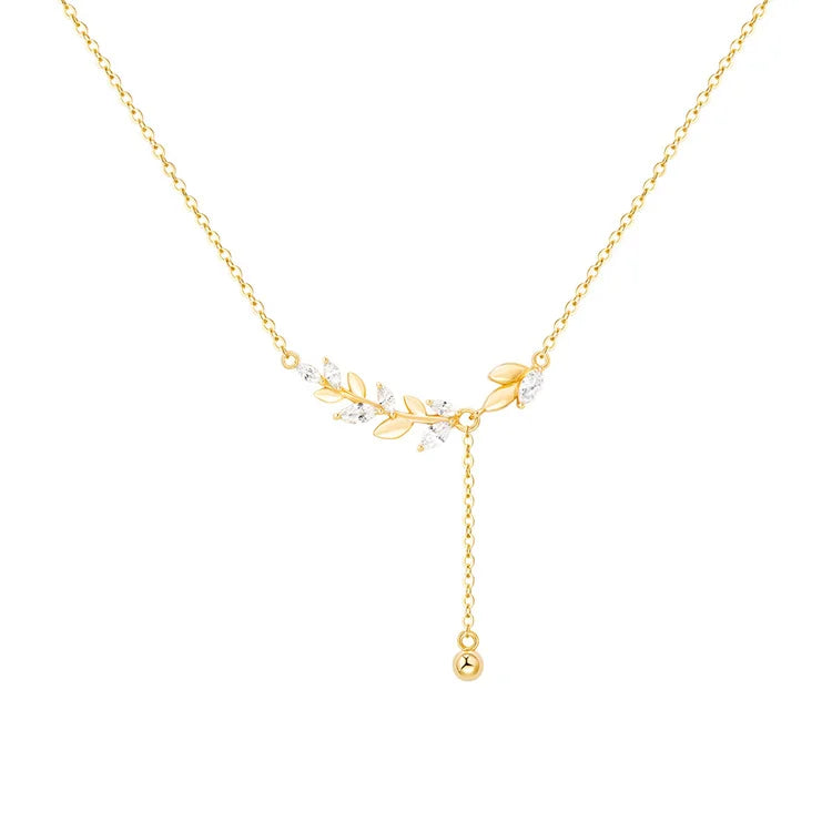 Elegant Style Office Ladies Daily Wearing Silver Ear of Wheat Charm Necklace