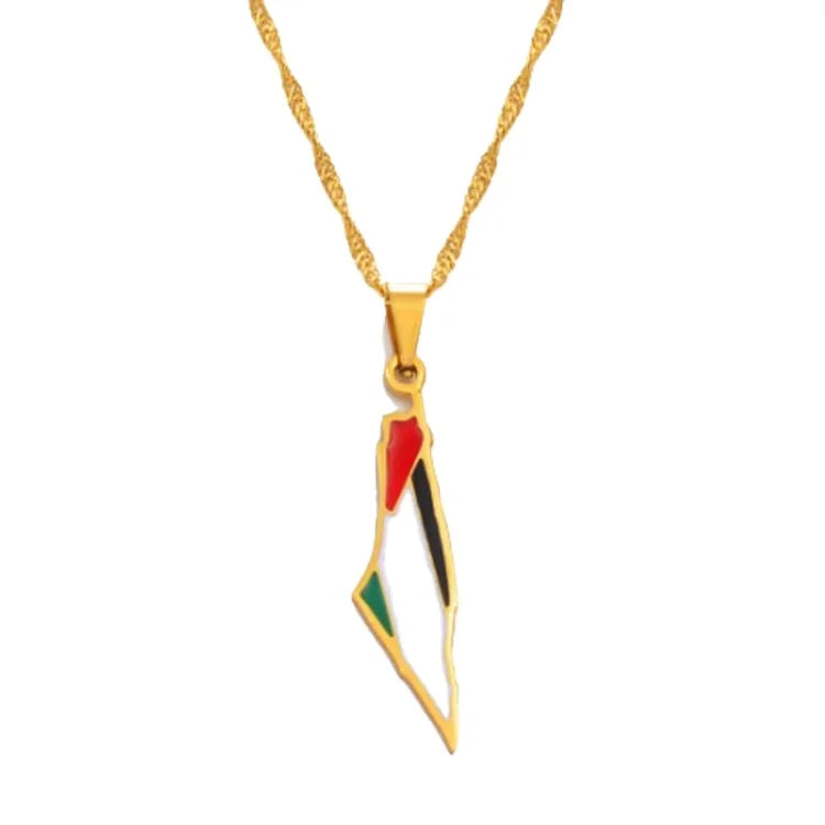 Map of Israel and Palestine Pendant Necklace