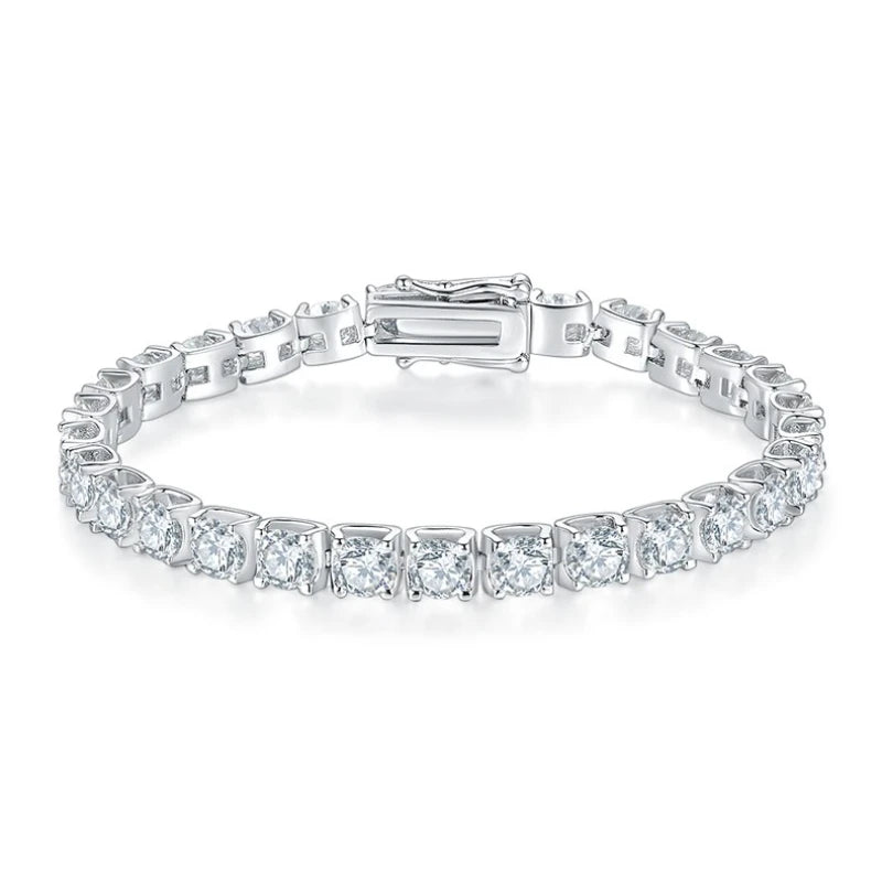 Wholesale Rhodium Plated 925 Sterling Silver D VVS Moissanite Tennis Bracelet for Women