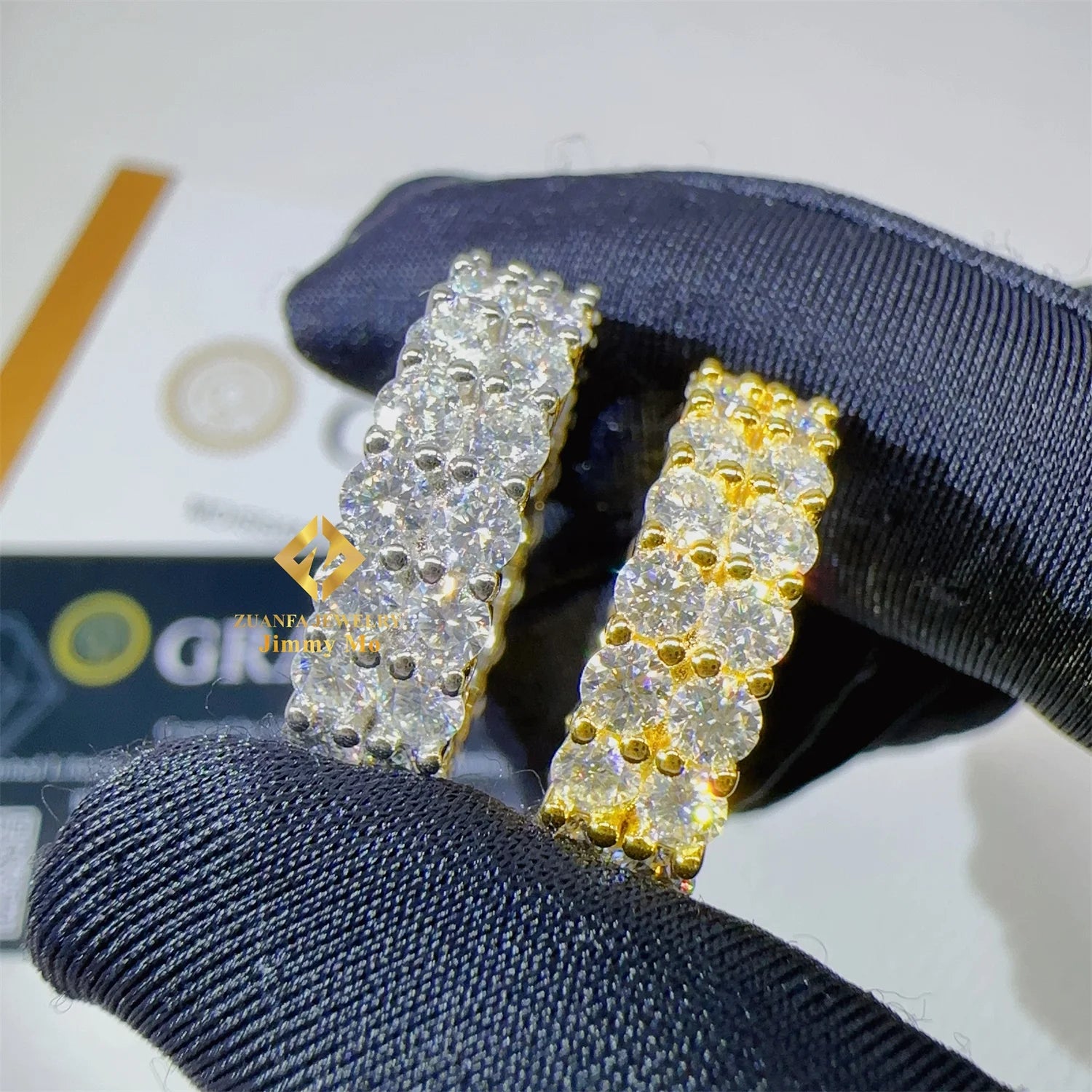 6mm Width Two Rows Diamond Silver 925 Rings Fine Jewelry Fashion Iced Out Vvs Moissanite Diamond Band Ring