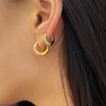 2 Sizes Super Shiny Zircon Small Hoop Earrings Circle Gold Plated Huggies Earrings for Women Romantic Luxury Korean Jewelry Hot