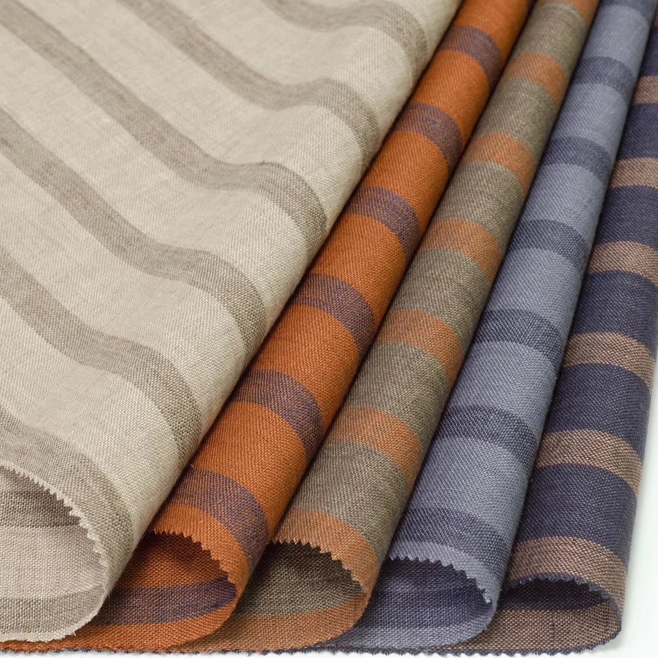 OEKO TEX 100 Certified Woven Organic 100% Striped Linen Fabric Eco-Friendly Yarn Dyed Striped Flax for Clothing Dress Shirts
