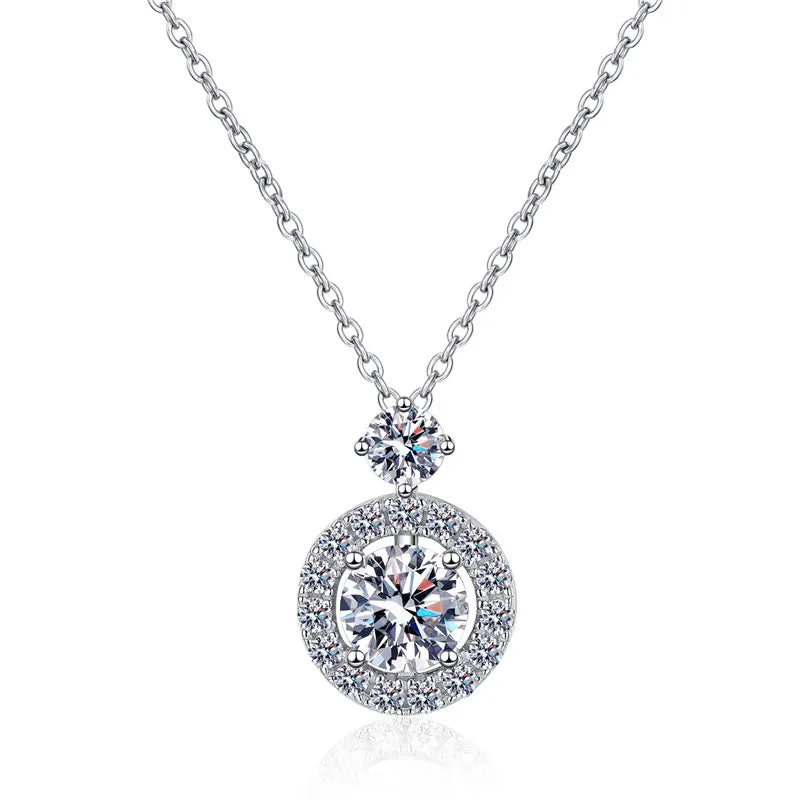 Jewelry Wholesale 1.3ct Moissanite Pendant 925 Sterling Silver Necklace Fashion Collarbone Chain Jewellery With Extension Chain