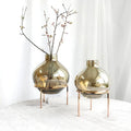 Nordic Style Mirror Metal Frame Transparent Glass Vase Floral Flower Arrangement Flowers Hydroponic High-end Living Room Vase