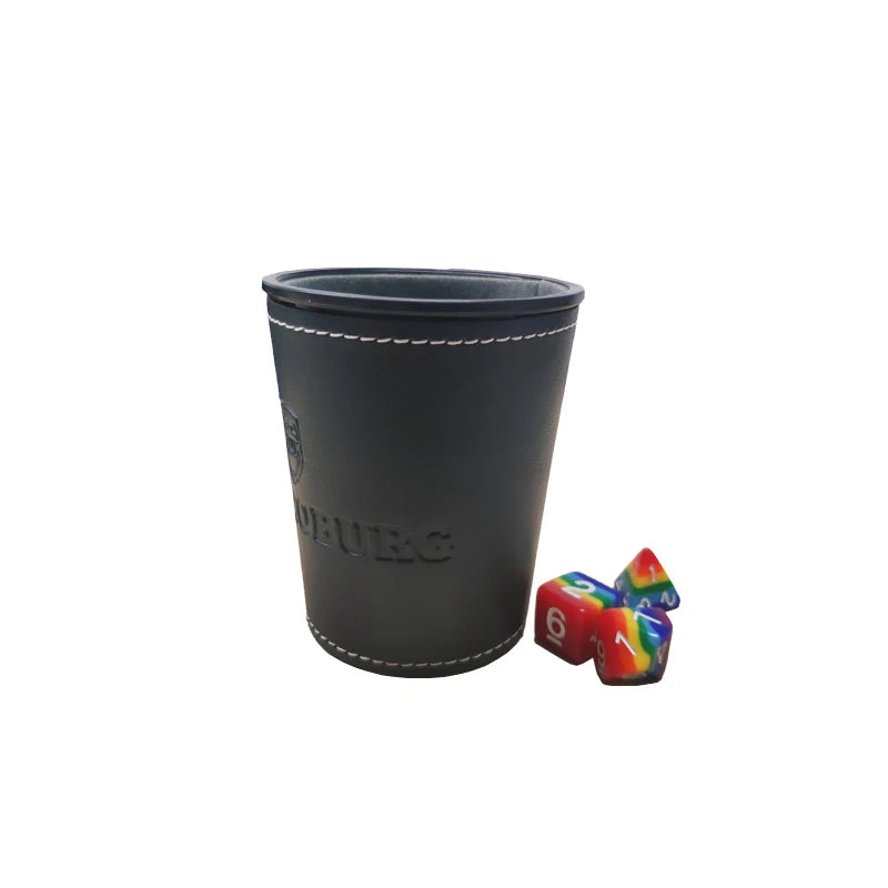 OEM ODM Factory Plush Velvet Lined Bar Dice Box Black Leatherette Exterior with Velvet Interior Cheap Dice Game Shaker