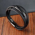 New Hot Fashion Braided Leather Bracelet Men Bracelets Real Cow Leather and Stainless Steel Bracelet Wholesale