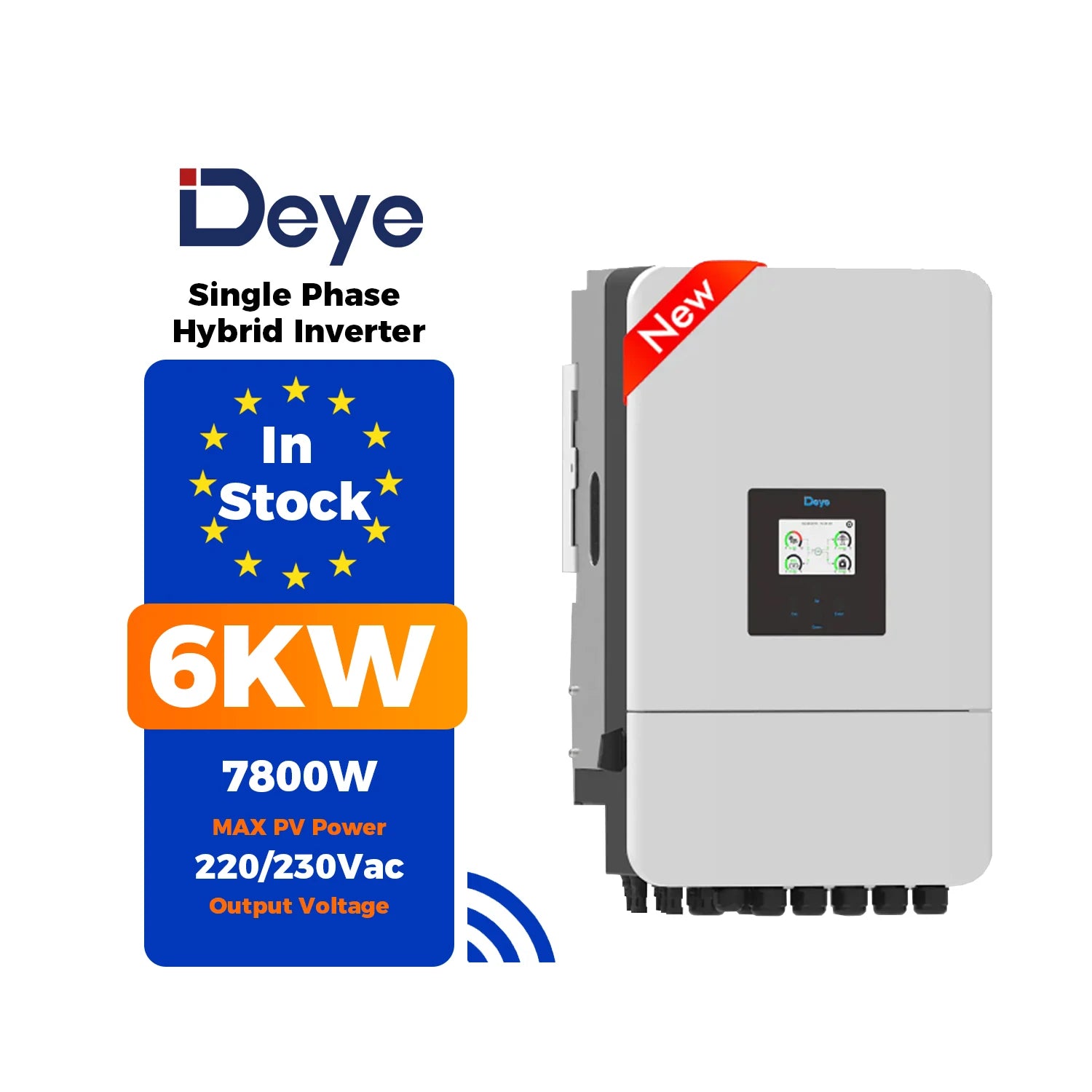 For Deye EU Stock Hybrid Inverter Sun-5K-sg03Lp1-EU/Sun-6K-sg05Lp1-EU/Sun-6K-sg03Lp1-EU-SM2 4G&Wifi Single Phase 3.6Kw 5Kw 6Kw