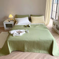 Customized Designs Wholesale Luxury 100% Polyester Bedspread Fitted Bed Sheet Pillowcases Blanket Bed Cover Green Bedding Set