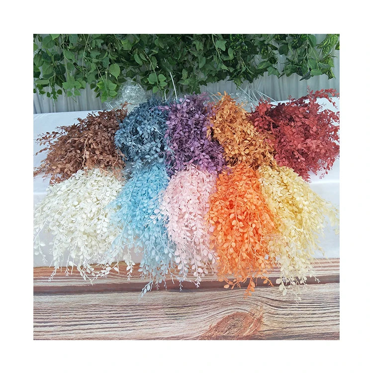 China Supplier Wholesale Plastic Soft-Rime 6- Leaf Grass Artificial Plastic Flower