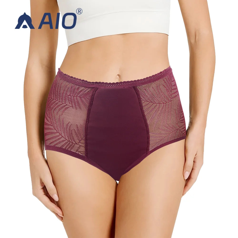 Lace Bikini Natural Antibacterial Spandex Fabric Heavy Flow Women Cotton Menstrual Underwear Leak Proof Period Panties