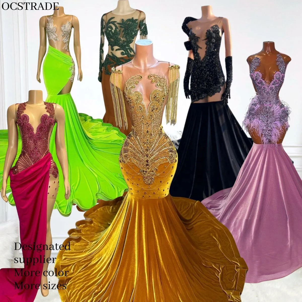 Ocstrade Luxury Brand Rhinestone Women's Maxi Prom Dresses 2025 Heavy Beaded Evening Formal Prom Dresses Elegant Ball Gown Women