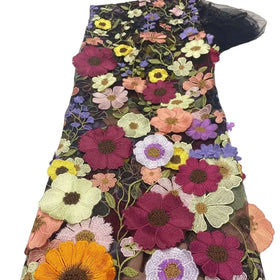Hot Selling for Swiss Embroidery Lace Fabric 3D Floral Lace for Dresses Bags Weddings Home Textiles Knitted Techniques