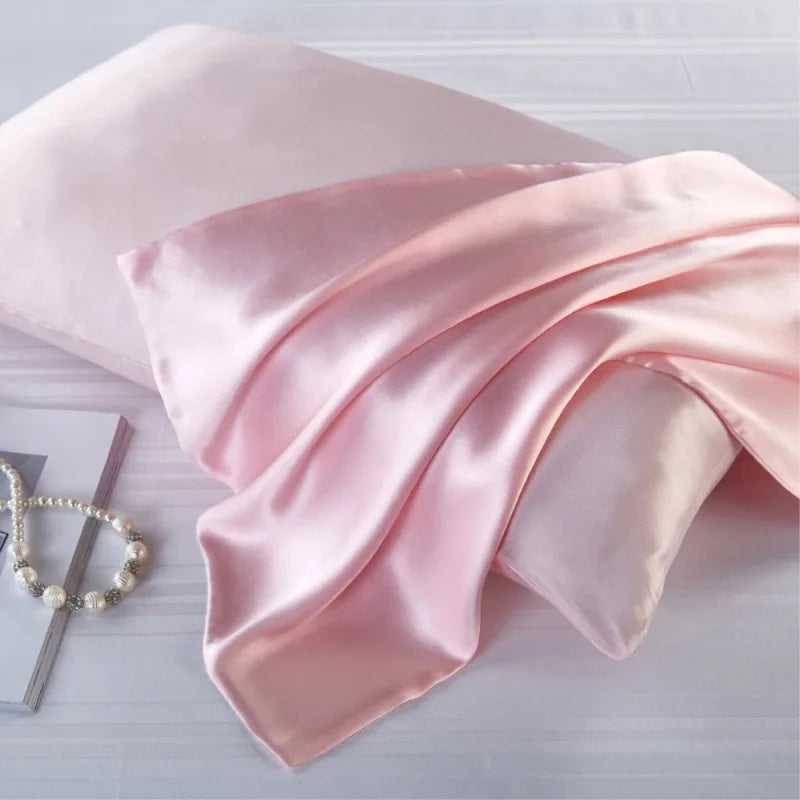 Custom Imitation Silk Pillowcase Rectangle Shape Breathable Satin Silky Soft Hair Skin Friendly Envelope Pillow Cover for Home