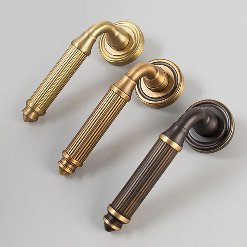 2025 French Gold Solid Brass Privacy Lock Handled Knobs Interior Split Door Locks Villa House Door Hardware Door Lever Handle