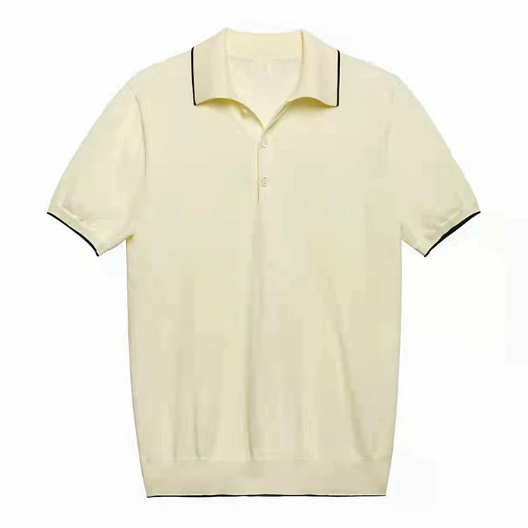 Custom Logo OEM & ODM Short Sleeve Solid Color Fashion Golf Men Knitwear Clothes Knitted Sweater Pullover Polo Shirt Sweater