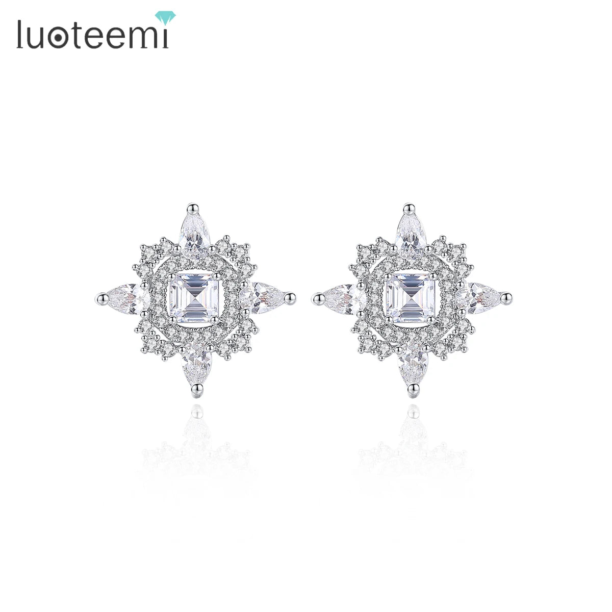 LUOTEEMI Earing Stud Designer Jewelry Luxury Zircon Wedding Elegant Woman Bling New Diamond Bridal Earring