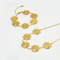 PVD 18K Gold Plated Stainless Steel Spiral Pattern Charms Bracelet Necklace Waterproof for Woman Punk Jewelry Set B242495