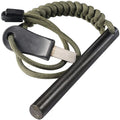 4 Inch Survival Ferrocerium Drilled Flint Fire Starter Ferro Rod Kit with Paracord Lanyard Handle and Striker