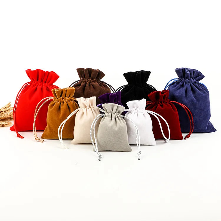 Small Luxury Gift Perfume Bracelet Pouch Flannel Drawstring Velvet Jewelry Packaging Bag Custom Logo Printed