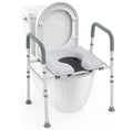 MSMT Raised Toilet Seat Handles Adjustable Elongated Riser Steel Frame 150kg Capacity Portable Foldable Design for Elderly