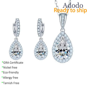 Spanish Bear Jewelry 925 Silver Waterdrop Pear Cut Diamond 1ct Vvs GRA Moissanite Earring Necklace Jewellery Set with logo