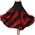 Women's Fluffy 2-Color Stitched 360 Degree Ballroom Rumba Waltz Dance Competition Long Half Tutu Skirt Performance Wear