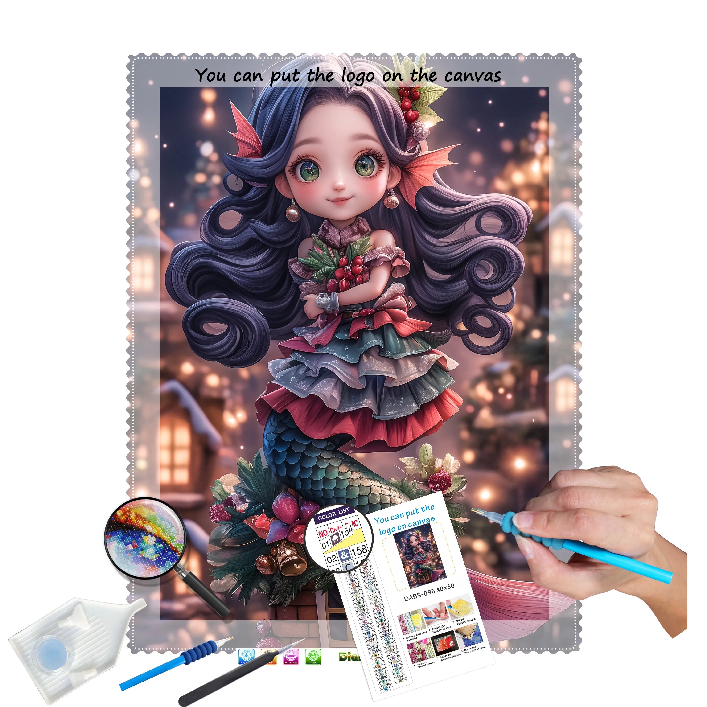 N-2201 Custom 30x40cm Christmas Elf Diamond Art Painting Set Diamond Painting Photo with Round/Square Drills Portrait Subject