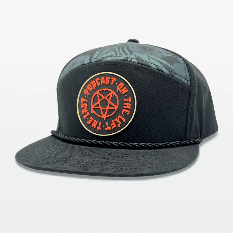 Custom Silicone Logo Flat Brim Cap Rope Blank 7 Panel Snapback Cap