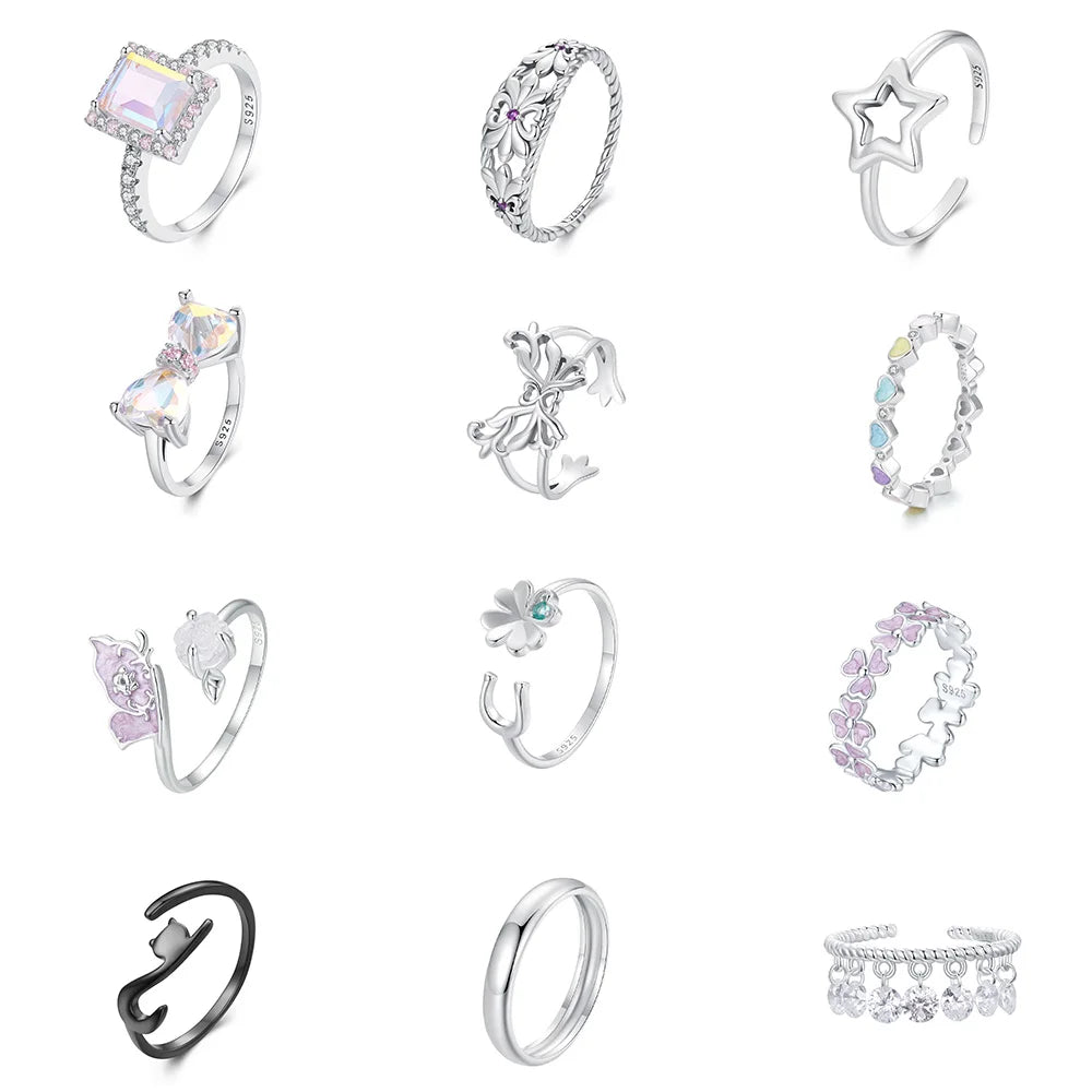 Fine S925 Women Jewelry Wholesale Open Rings Special Design New Type Adjustable Ring 925 Sterling Silver Zircon Ring Jewelry