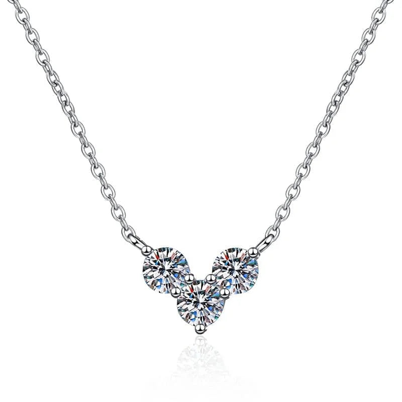 Silver S925 18K White Gold Plated Moissanite Necklace Pass Diamond Test Total 0.9 Carats Fashion Necklace Women's Jewelry