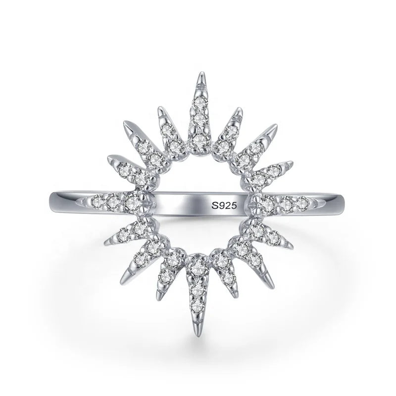JZ1486 925 Sterling Silver Ring Fashion Jewelry Sun Shape Hollow Out Finger Rings Women Trendy Birthday Gift Accessories Ring