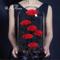 Hot Selling Natural Long Life Preserved Roses Glass Dome Decorative Flower  Eternal Roses for Graduation Christmas Long