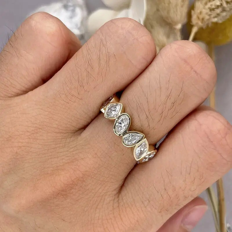 3x5MM 3*6MM 4*4MM Mixed Style DEF VVS VS Oval EX Cut Loose Diamond Starsgem Eternity Band 10K Gold 14K HPHT CVD Lab Diamond Ring