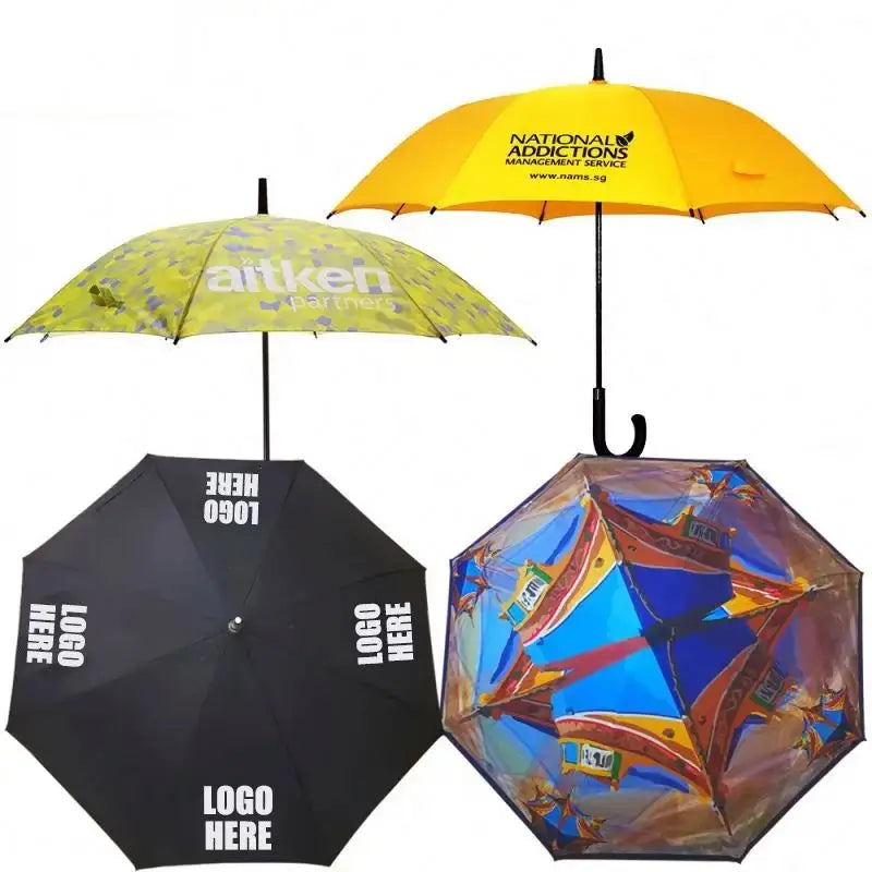 Custom Logo Print Luxury Straight Umbrella for Golf Promotions
