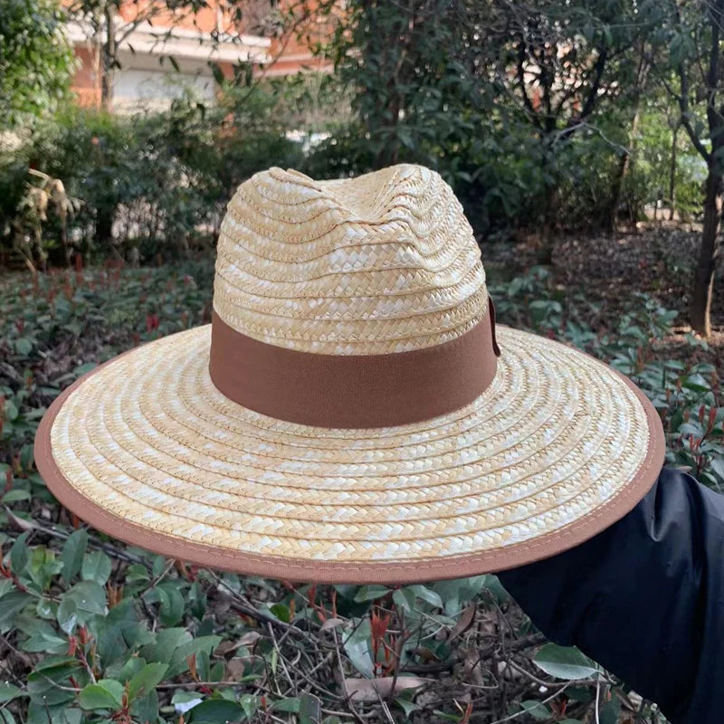10CM Summer Men Women Straw Hat Sun Beach Caps for UPF 50+ Sunscreen Protection Panama Hat