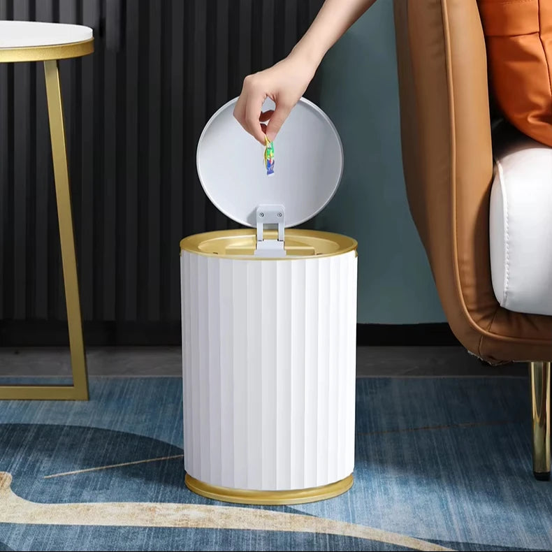 9L Nordic Style Smart Touchless Trash Can Automatic Plastic Bathroom Dustbin with Soft Close Lid for Hotels