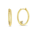 LOZRUNVE 925 Sterling Silver Prong Setting Diamond Large Hinge Huggie Hoop Earring Wholesale