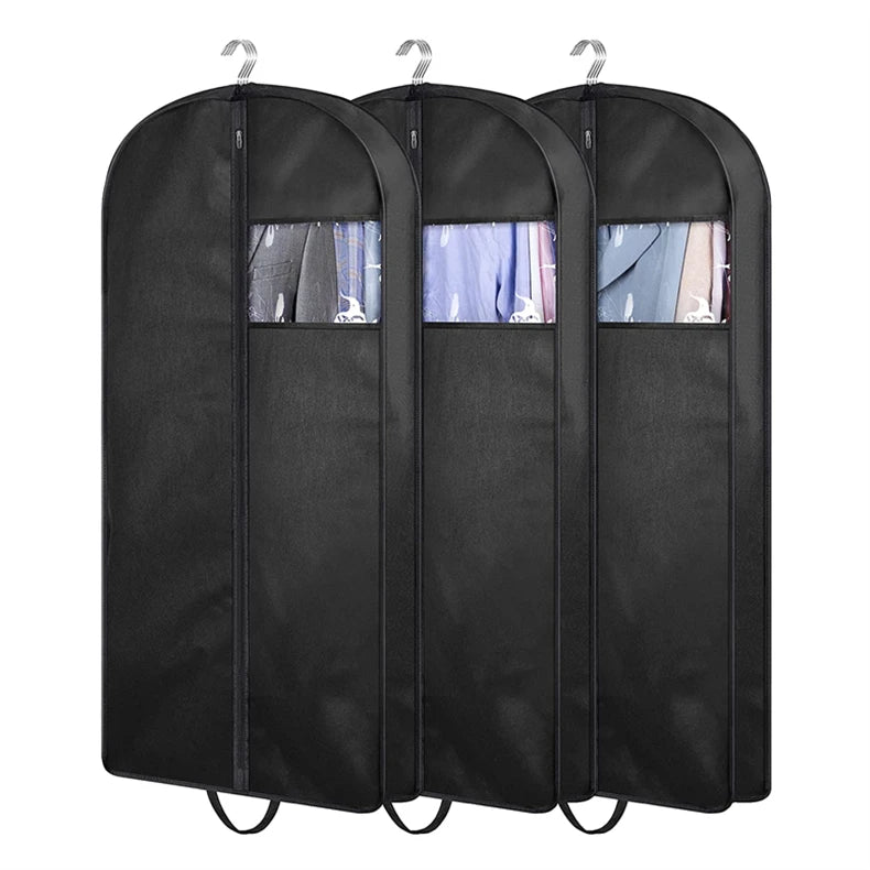 Custom Logo Luxury Gown Durable Dust Dress Cover Non-Woven Cloth with Zipper PP Leather Material Storage Garment Suit Cover Bags
