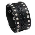 Hot Selling Punk Rock Rivet Genuine Leather Bracelet Wide Cowhide Wristband Bangle Hip-hop Jewelry for Men