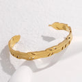 Beimai OEM Retro Niche Open Feather Stainless Steel Women Bangle