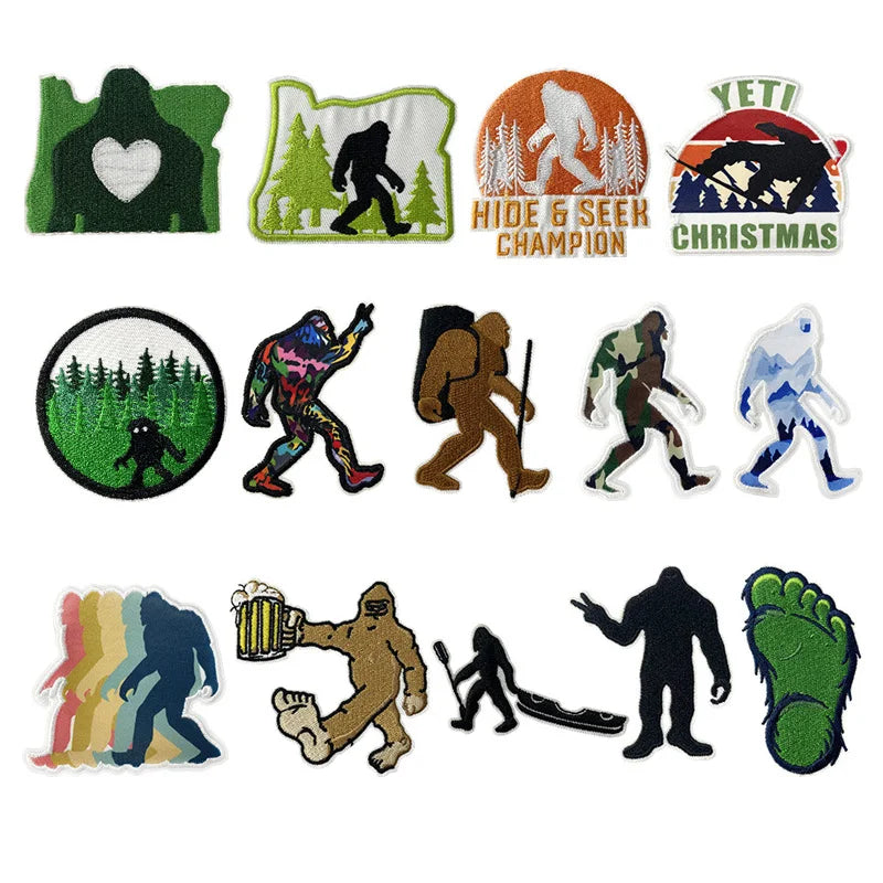 Iron on  Embroidery Green Color  Bigfoot Adventure  Patch for Clothes Hat Bag