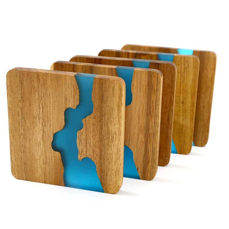 Wood Coaster for Drinks Epoxy Resin Coaster Wooden Cup Mat Tea Beer Coffee Coaster