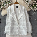 Sparkling Tassel Bead Double-layer Spliced Jacket With a Cool and Stylish Style Suitable for Women's Stage Wear