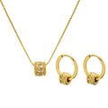 2023 Dainty Women 18k Gold Plated Tarnish Free Stainless Steel Zircon Earring Necklace Jewelry Set
